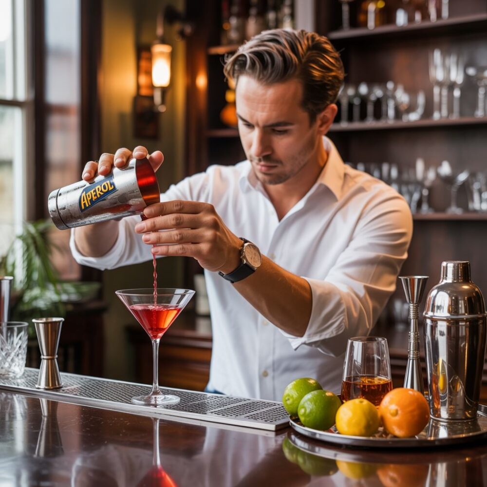 barman robiący drinka