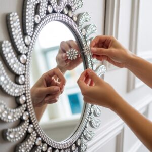 dekoracyjne kryształki na lustrze