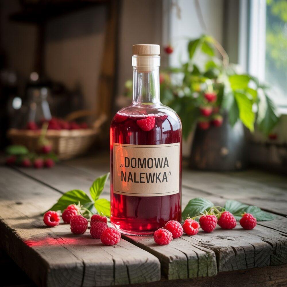 świeże maliny przy nalewce